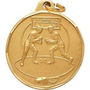  1 1/4 Inch Gold Wrestling Medal