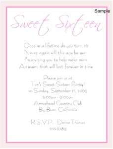 20 Personalized SWEET 16 SIXTEEN Birthday Invitations  