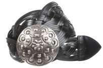 Inches Wide Leather Braided Disc Buckle Belt  
