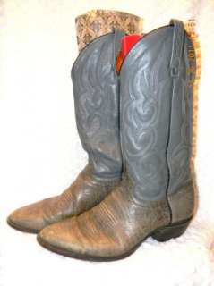 MENS J CHISHOLM GREY LEATHER WESTERN BOOTS SIZE 10.5 B  