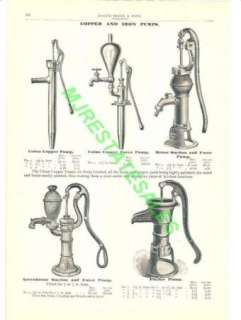 1903 Antique Copper Iron Well Sistern Pump Catalog AD  