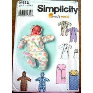  Simplicity 9418 Sewing Pattern Baby Buntings Hat Blanket 