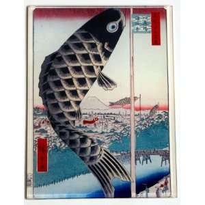  Carp, Boys Day Banner Glass Sushi Plate by Susan 