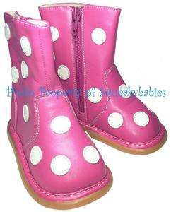   Shoes Toddler Hot Pink Leather Boots with White Polka Dots Super Cute