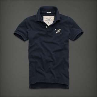 Abercrombie&Fitch Newcomb Lake Mens Pique Polo Shirt Navy NEW Muscle 