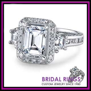 50 ct Emerald Cut Diamond Engagement Ring Platinum  