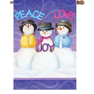    Peace Love Joy Christmas Snowman House Flag