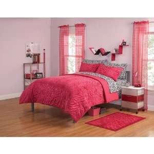   2pc Girl Mink Super Soft Pink Zebra Twin Comforter Set