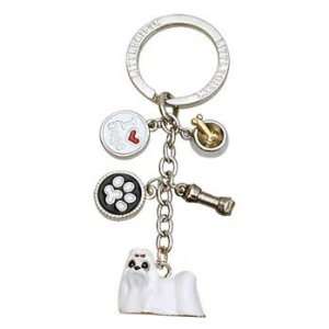  I Love Dogs Painted Maltese Key Charms 