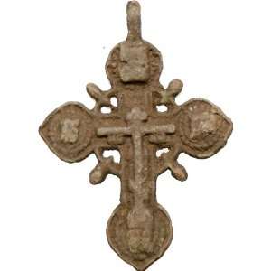   Ancient Medieval 1000AD Lead BYZANTINE Jesus Christian Cross Artifact