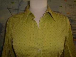 EXPRESS DESIGN STUDIO Chartreuse Polka Dot Button Down Shirt sz MED 
