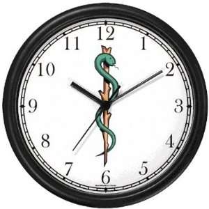  Caduceus or Aesculapius Medical Symbol Wall Clock by 