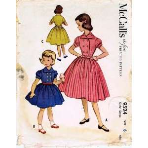  McCalls 9524 Vintage Sewing Pattern Girls Shirtwaist 