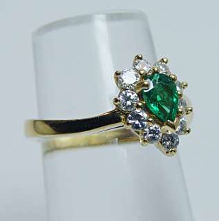Vintage Designer High Quality Emerald VVS FG Diamond 18K Gold Ring 