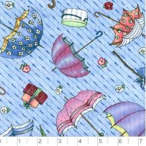  45 Wide Good Ship Noah Umbrella Storm Blue Fabric By The 