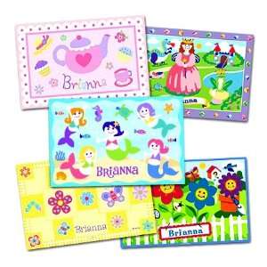    Girls Personalized Set of 5 Meal Time Laminated Placemats Baby