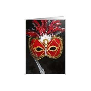  Masquerade   An Ornate Mask in Red & Gold Card Health 