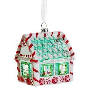  3.5 Glass Candy House Ornament Red White (Pack of 6)