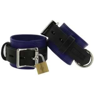  Strict Leather Blue and Black Deluxe Locking Cuffs Health 