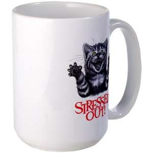    Large Mug Coffee Drink Cup Stressed Out Cat 