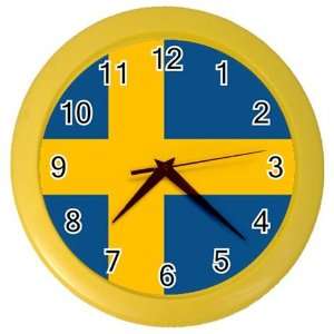  CLEARANCE SALE CHEAP Sweden Flag yellow Wall Clock Free 