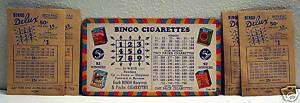 Old Cigarette Bingo Card Pull Tab Punch Board Gambling  