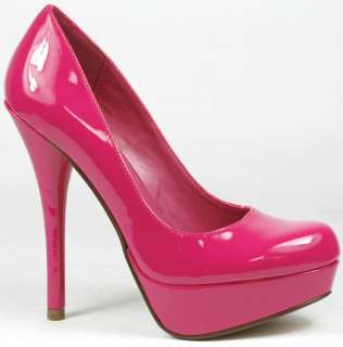 Pink Patent High Stiletto Heel Round Toe Platform Pump 10 us Delicious 