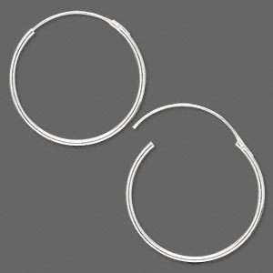 Big 1 Inch Sterling Silver Hoop Earrings~Findings  