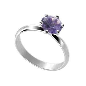 Sterling Silver Round Amethyst Cubic Zirconia Solitaire Promise Ring 