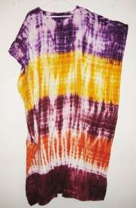 RETRO Hippie Gypsy Boho Tie Dye Caftan Dress Purple  