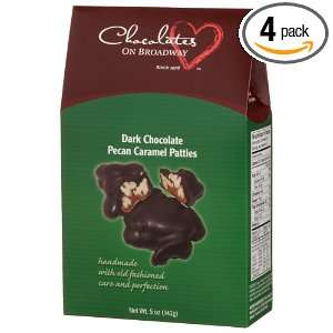 Chocolates on Broadway Dark Chocolate Pecan Caramel Patties, 5 Ounce 