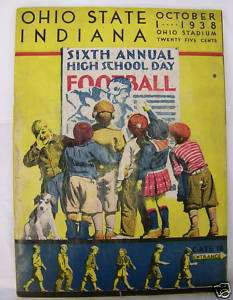 RARE 1938 OHIO STATE VS. INDIANA FOOTBALL PROGRAM  