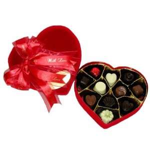 11pc Handmade Belgian Chocolates In Red Velvet Heart  