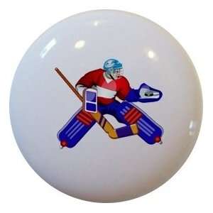  Hockey Goalie Player Ceramic Cabinet Drawer Pull Knob 