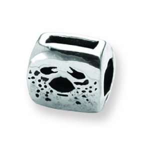  Ster. Silver Reflections Cancer Zodiac Antiqued Bead Charm 