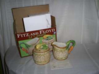 Fitz and Floyd Le Canard Vegtable Creamer & Sugar new in box  