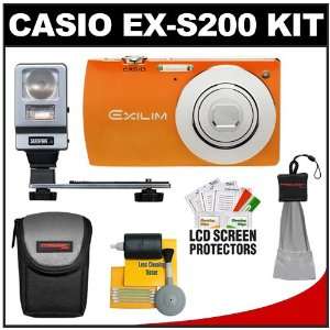  Casio Exilim EX S200 Digital Camera (Orange) with FL VL 