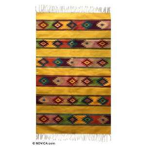  Zapotec wool rug, Sun and Stars (4x7)