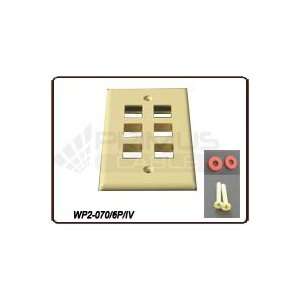  6 Port Wall Plate, 2.3/4(W) x 4.1/2 (H)  IVORY