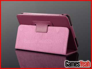 Pink F Kindle Fire PU leather Case Cover/Car Charger/USB Cable/Stylus 