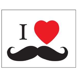 I Heart Stache Sticker Decal. Peel and Stick Black and Red 