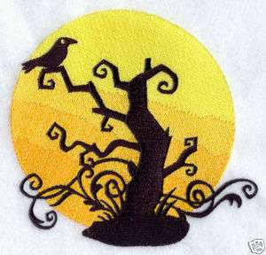 Spooky Tree Filigree Crow Raven Halloween Iron on Patch  