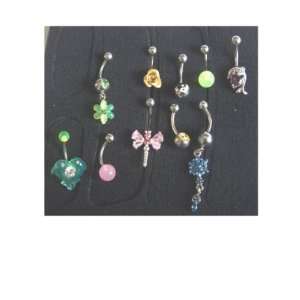 Lot of Body Jewelry   10 Pieces of Navel Rings   Set 1 