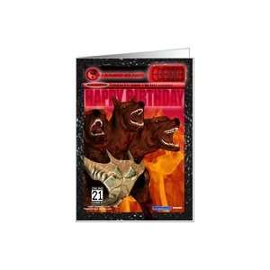    Happy Birthday Game Fan Card with Cerberus Card Toys & Games
