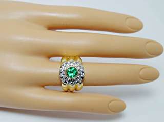 Spectrum Award Designer SAROSI Emerald Diamond Ring 18K Gold Heavy 