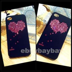 LOVE COUPLE HEART BLING DIAMOND CASE COVER IPHONE 4  