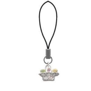  Easter Egg Basket Silver Plated Cell Phone Charm Arts, Crafts