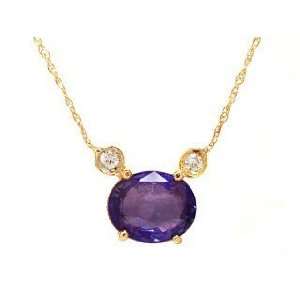   Gold Diamond & Ceylon Sapphire Pendant Necklace Ct.tw 2.30 Jewelry