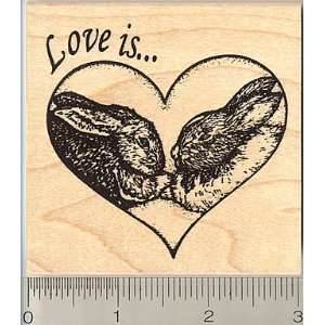  Rabbit Love is in a Heart Rubber Stamp   Bonded Pet House Rabbits 