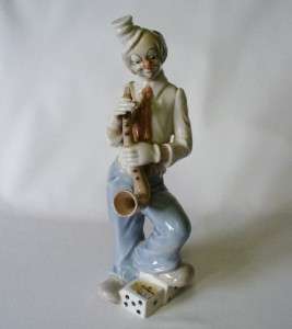 Superb Vintage Porcelain Clown Sax Player   Tengra    